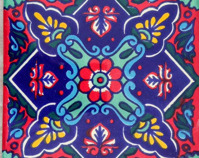40 Tiles 6x6 inch Mexican tile ceramic handmade Talavera Spanish influence Art G#035