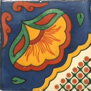 C#073) Mexican 4x4 inch tiles ceramic handmade Talavera mosaic art Spanish influence