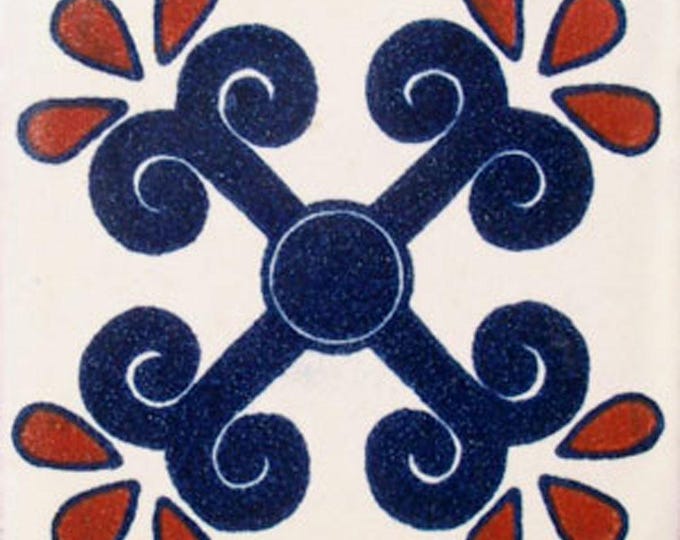 C#049) Mexican 4x4 inch tiles ceramic handmade Talavera mosaic art Spanish influence