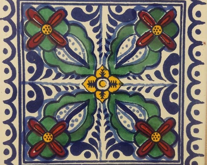 40 Tiles 6x6 inch Mexican tile ceramic handmade Talavera Spanish influence Art G#009