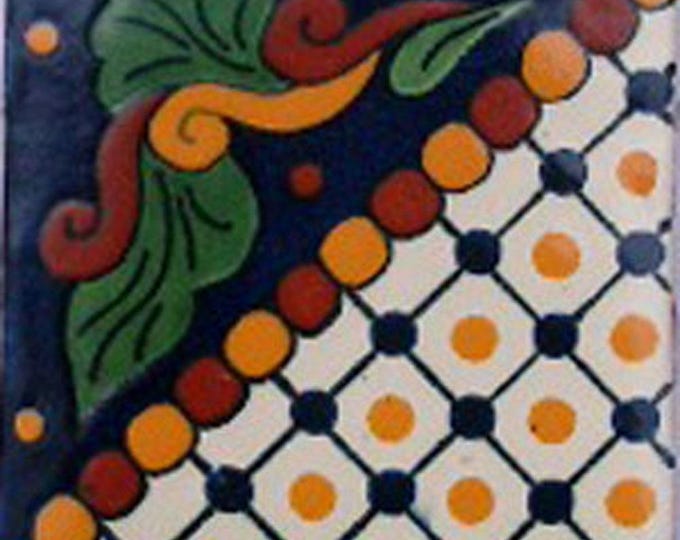 C#062) Mexican 4x4 inch tiles ceramic handmade Talavera mosaic art Spanish influence