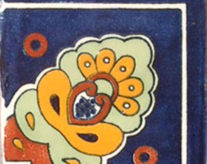 C#063) Mexican 4x4 inch tiles ceramic handmade Talavera mosaic art Spanish influence