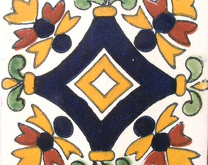C#011) Mexican 4x4 inch tiles ceramic handmade Talavera mosaic art Spanish influence