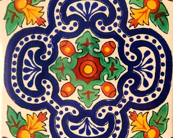 40 Tiles 6x6 inch Mexican tile ceramic handmade Talavera Spanish influence Art G#002