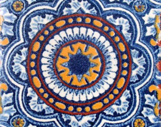 C#055) Mexican 4x4 inch tiles ceramic handmade Talavera mosaic art Spanish influence