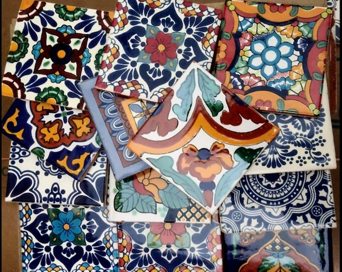 90 defective Mexican tiles 4x4 inch. seconds tiles with small defects set #003