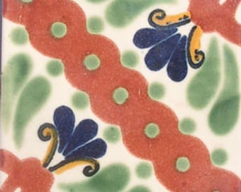 C#065) Mexican 4x4 inch tiles ceramic handmade Talavera mosaic art Spanish influence