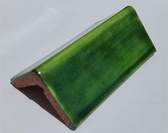 S#001 Washed Green )) One Mexican V-Cap Trim Molding Tiles Mexico tile, Get as many you need !!