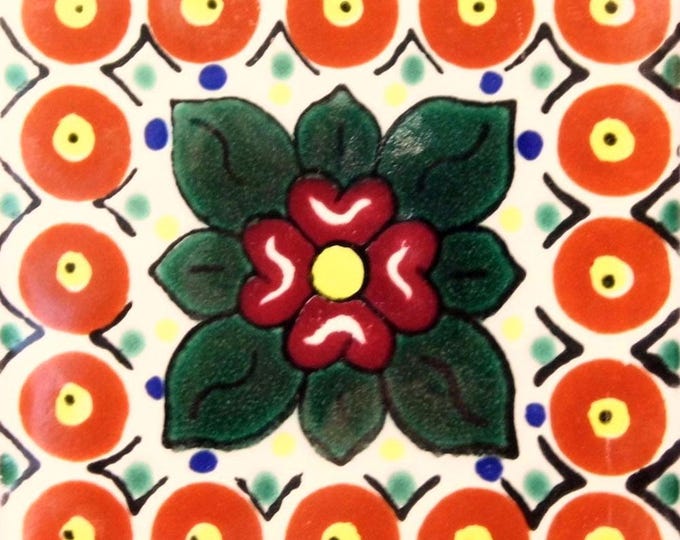 C#024) Mexican 4x4 inch tiles ceramic handmade Talavera mosaic art Spanish influence