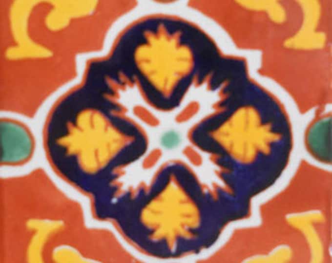C#101) Mexican 4x4 inch tiles ceramic handmade Talavera mosaic art Spanish influence