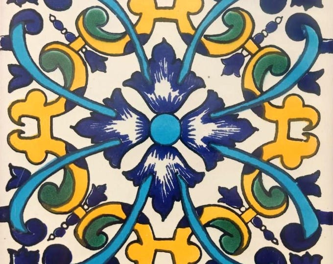 40 Tiles 6x6 inch Mexican tile ceramic handmade Talavera Spanish influence Art G#003