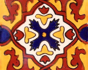 C#026) Azulejos mexicanos de 4 x 4 pulgadas de cerámica hechos a mano, arte mosaico de Talavera, influencia española