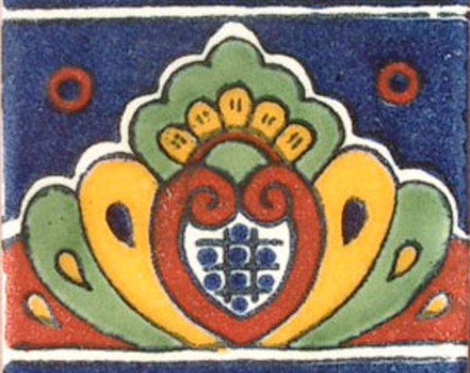 C#064) Mexican 4x4 inch tiles ceramic handmade Talavera mosaic art Spanish influence