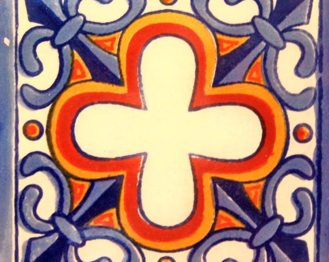 C#013) Mexican 4x4 inch tiles ceramic handmade Talavera mosaic art Spanish influence