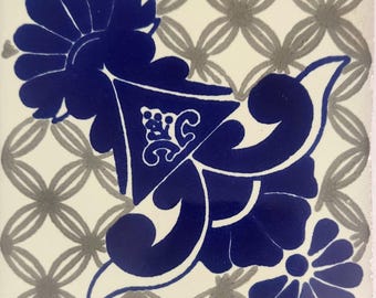 C#127) Mexican 4x4 inch tiles ceramic handmade Talavera mosaic art Spanish influence