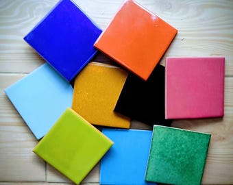 45 defective Solid colors Mexican tiles 4x4 inch. seconds tiles with small defects set #003