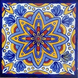 C#124) Mexican 4x4 inch tiles ceramic handmade Talavera mosaic art Spanish influence