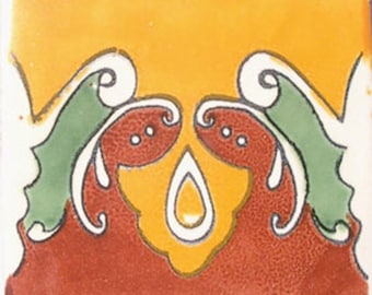 C#031) Mexican 4x4 inch tiles ceramic handmade Talavera mosaic art Spanish influence