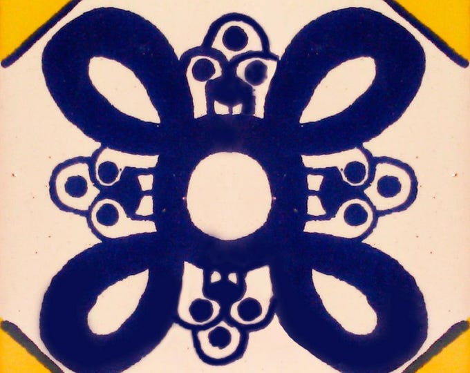 C#120) Mexican 4x4 inch tiles ceramic handmade Talavera mosaic art Spanish influence