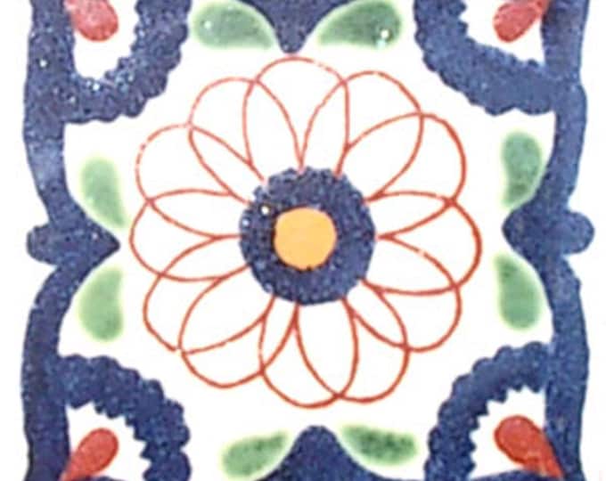 C#069) Mexican 4x4 inch tiles ceramic handmade Talavera mosaic art Spanish influence