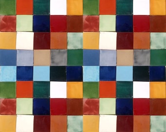 100 Individual Mexican Tiles 4x4 Solid Colors Ceramic Clay Handcrafted Mexico SET #005