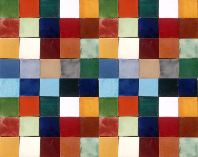 100 Individual Mexican Tiles 4x4 Solid Colors Ceramic Clay Handcrafted Mexico SET #005