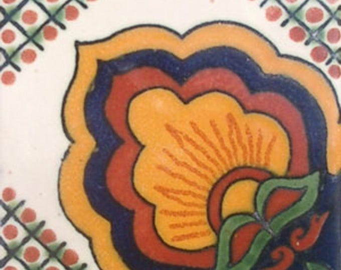 C#066) Mexican 4x4 inch tiles ceramic handmade Talavera mosaic art Spanish influence