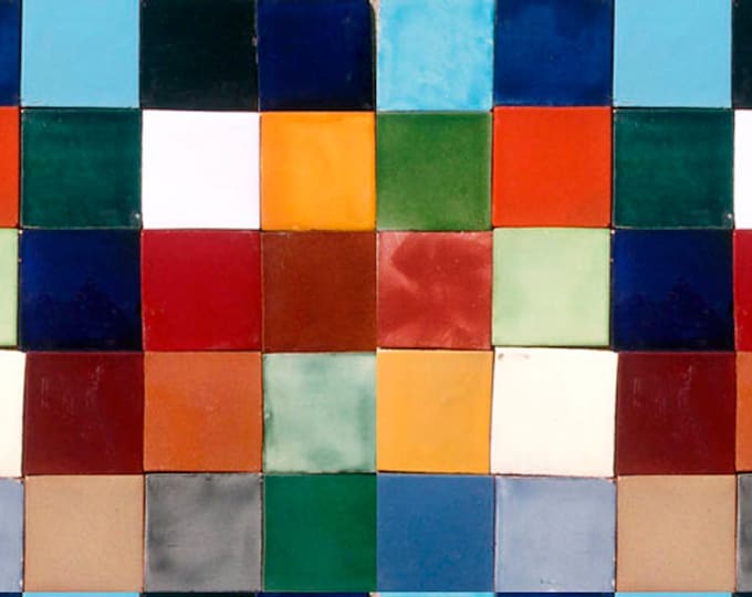 50 Mexican Solid Color Tiles 4x4 Ceramic Clay Handcrafted Mexico SET #005