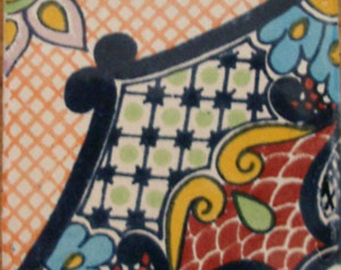 C#086) Mexican 4x4 inch tiles ceramic handmade Talavera mosaic art Spanish influence