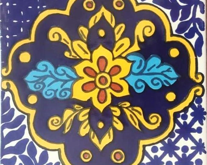40 Tiles 6x6 inch Mexican tile ceramic handmade Talavera Spanish influence Art G#004