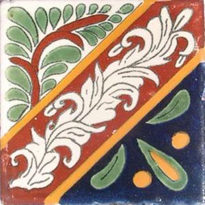 C#003) Mexican 4x4 inch tiles ceramic handmade Talavera mosaic art Spanish influence