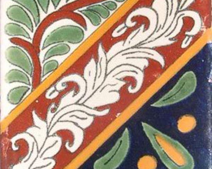C#003) Mexican 4x4 inch tiles ceramic handmade Talavera mosaic art Spanish influence