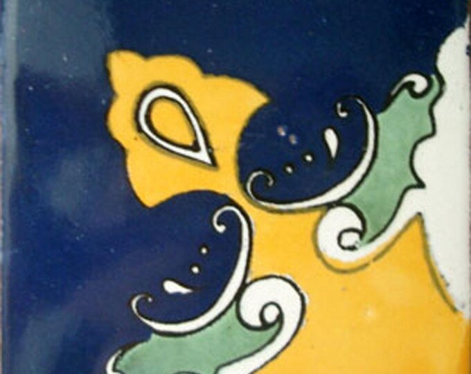 C#080) Mexican 4x4 inch tiles ceramic handmade Talavera mosaic art Spanish influence