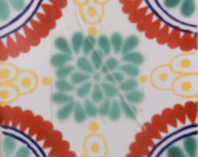 C#111) Mexican 4x4 inch tiles ceramic handmade Talavera mosaic art Spanish influence