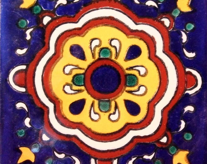 C#020) Mexican 4x4 inch tiles ceramic handmade Talavera mosaic art Spanish influence