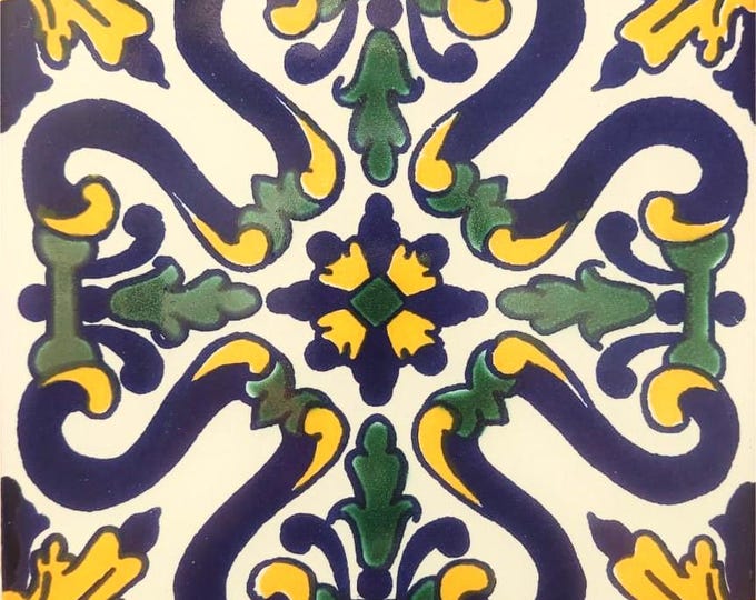 40 Tiles 6x6 inch Mexican tile ceramic handmade Talavera Spanish influence Art G#018