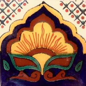 C#014) Mexican 4x4 inch tiles ceramic handmade Talavera mosaic art Spanish influence