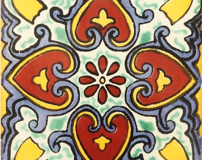 40 Tiles 6x6 inch Mexican tile ceramic handmade Talavera Spanish influence Art G#019
