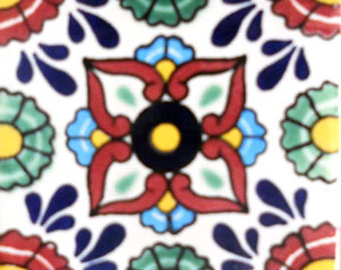 C#090) Mexican 4x4 inch tiles ceramic handmade Talavera mosaic art Spanish influence