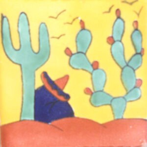 C#108) Mexican 4x4 inch tiles ceramic handmade Talavera mosaic art Spanish influence