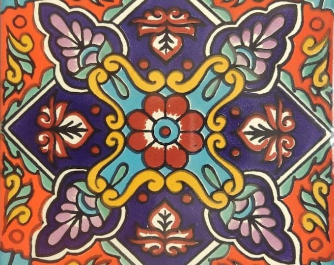 40 Tiles 6x6 inch Mexican tile ceramic handmade Talavera Spanish influence Art G#024