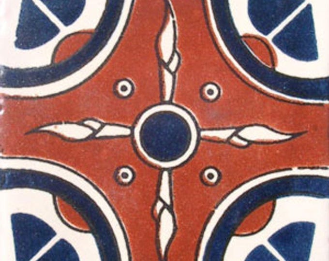 C#047) Mexican 4x4 inch tiles ceramic handmade Talavera mosaic art Spanish influence