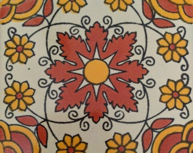 C#091) Mexican 4x4 inch tiles ceramic handmade Talavera mosaic art Spanish influence