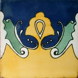 C#081) Mexican 4x4 inch tiles ceramic handmade Talavera mosaic art Spanish influence