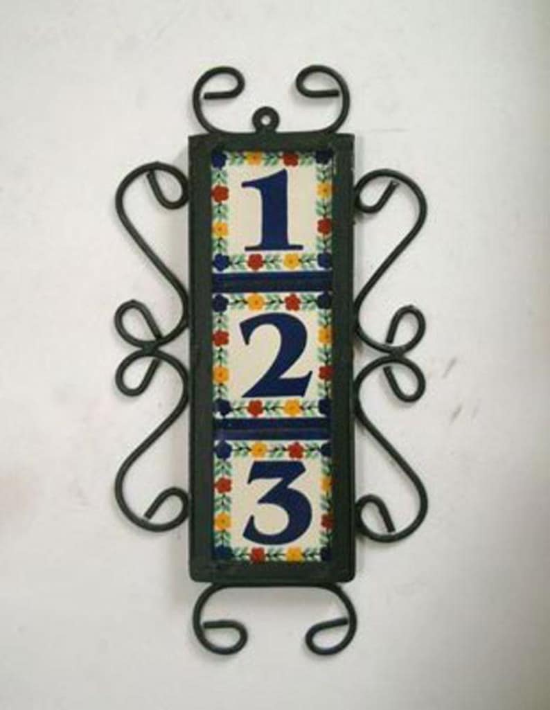 Iron Frame Vertical and 3 House Numbers 4x4 Hand Made Tile. Let Us Know ...