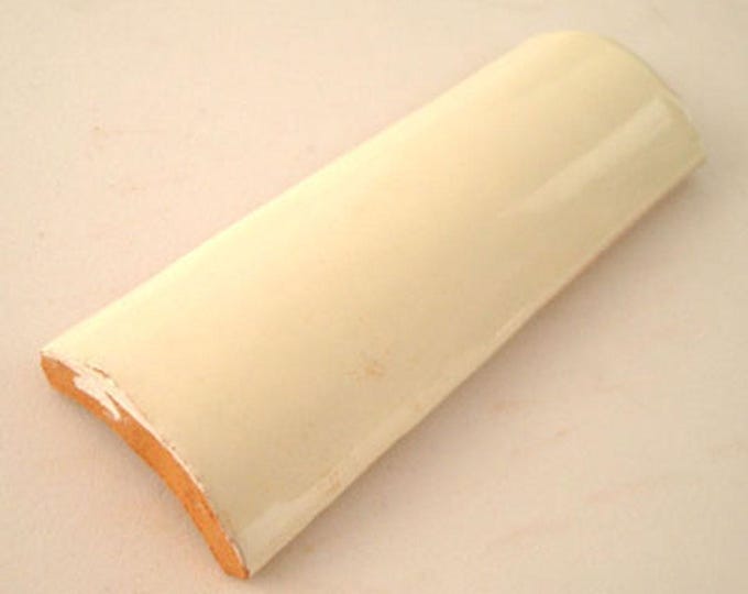 S#004) One Mexican Trim Molding Bullnose Tiles Mexico tile, Get as many you need !! Off White Color