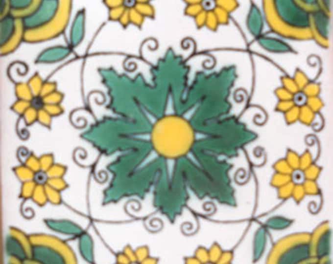C#100) Mexican 4x4 inch tiles ceramic handmade Talavera mosaic art Spanish influence