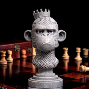 Stampo in silicone a forma di re scimmia reale, stampo per statuetta di scimmia incoronata per sapone, resina e cemento, stampo decorativo a scacchi gotici, materiale artistico 3D dettagliato per animali fai da te