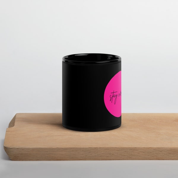 Stay Curious Black Glossy Mug