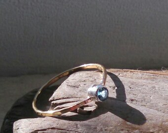 London Blue Topaz Ring, Gold Filled Ring, Stacking Ring, Minimalist Ring, Semi Precious Stone Ring, 3mm Gemstone